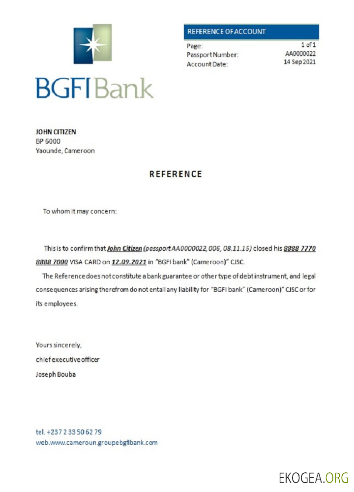 Cameroun , Référence BGFI Bank Bonapriso , closure